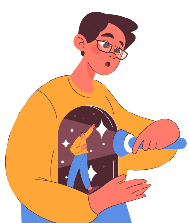 Image of man discovering self